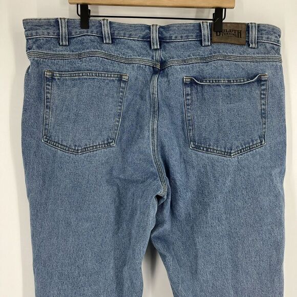 Duluth Trading Jeans Size 44x30 Mens Blue Ballroom Flex Straight Leg Medium Wash - Picture 6 of 9